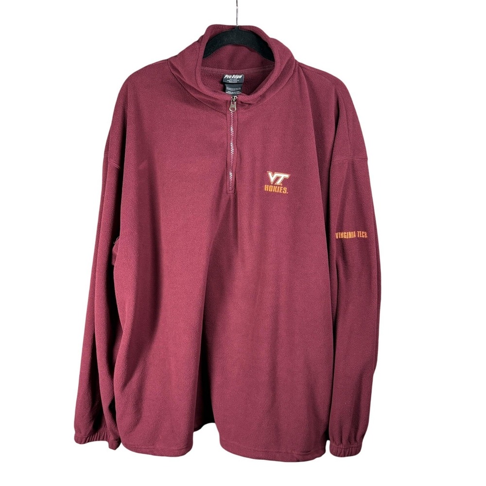 Pro Edge Virginia Tech Hokies Men 2XL Maroon Fleece Quarter Zip Pullover‎